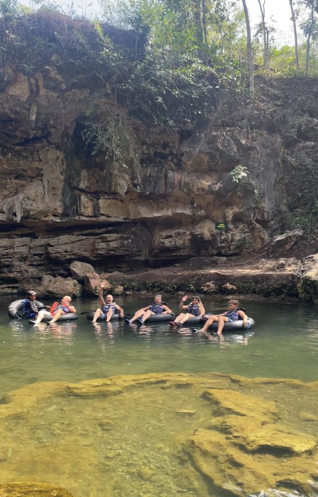 the end of River tubing at Pindul Cave